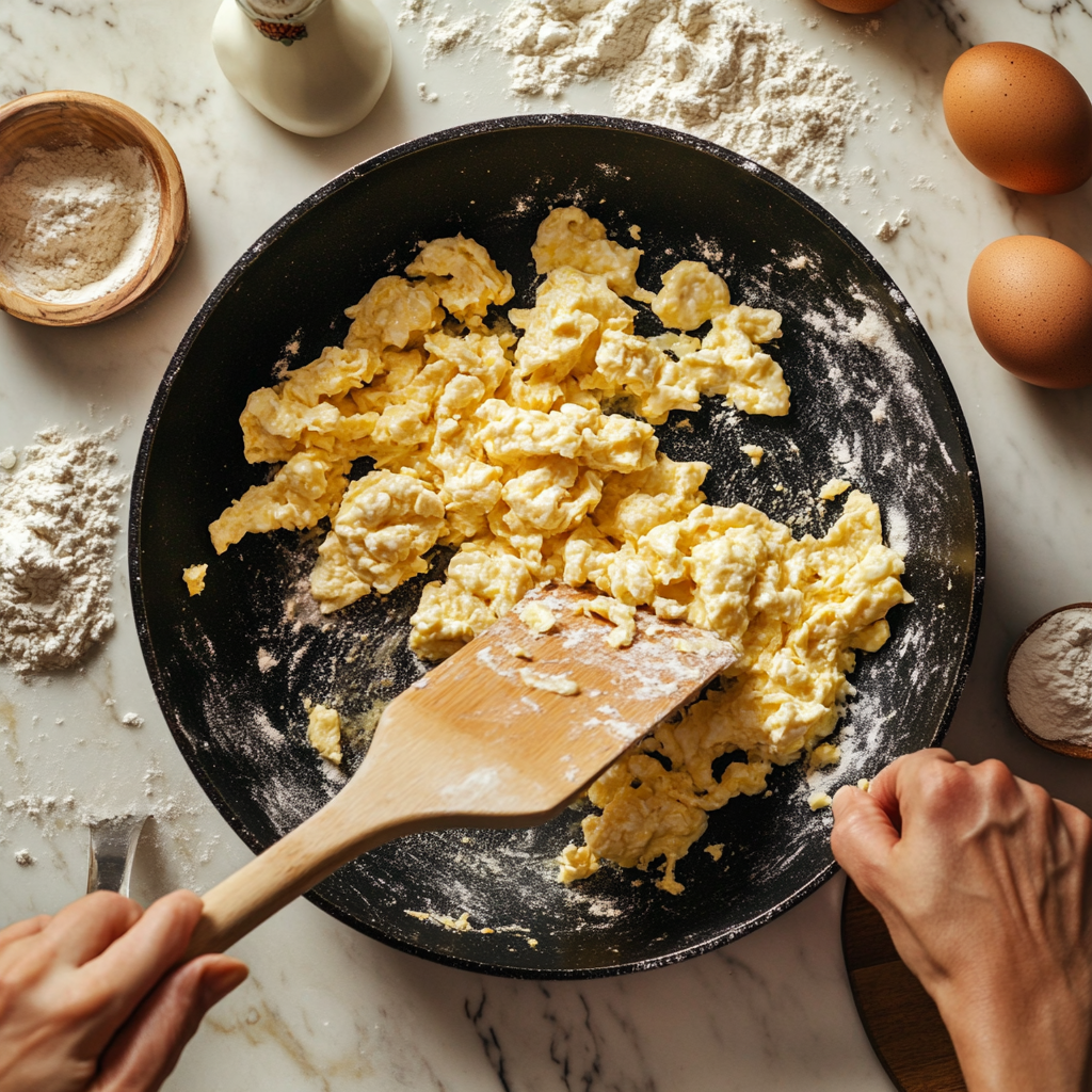 Scrambled Pancakes in Progress